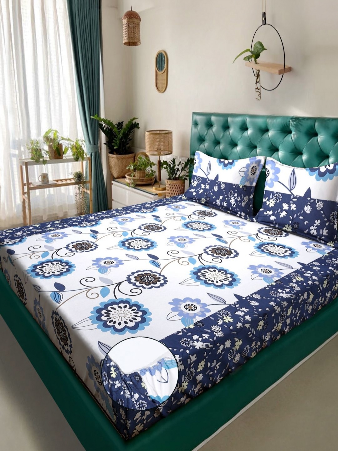 Myntra Elegant Homes White & Blue Floral Printed 300 TC King Bedsheet Set 2.2 m x 2.25 m
Myntra Elegant Homes White & Blue Floral Printed 300 TC King Bedsheet Set 2.2 m x 2.25 m