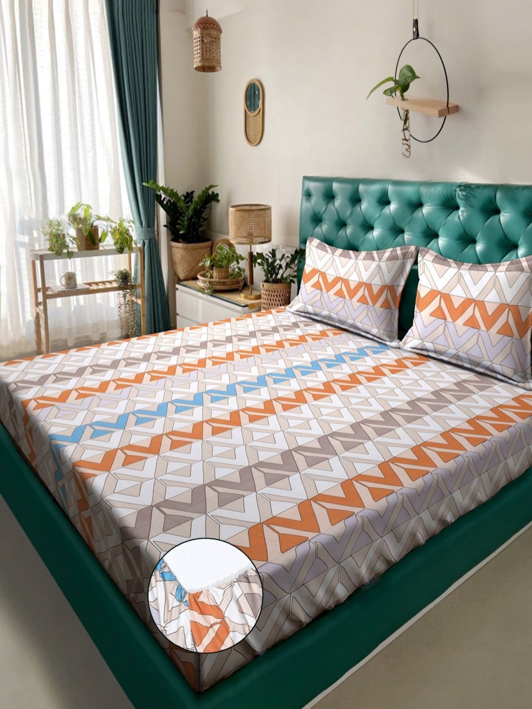 Myntra Elegant Homes Peach & White Geometric Printed 300 TC King Bedsheet Set 2.5m X 2.5m
Myntra Elegant Homes Peach & White Geometric Printed 300 TC King Bedsheet Set 2.5m X 2.5m
