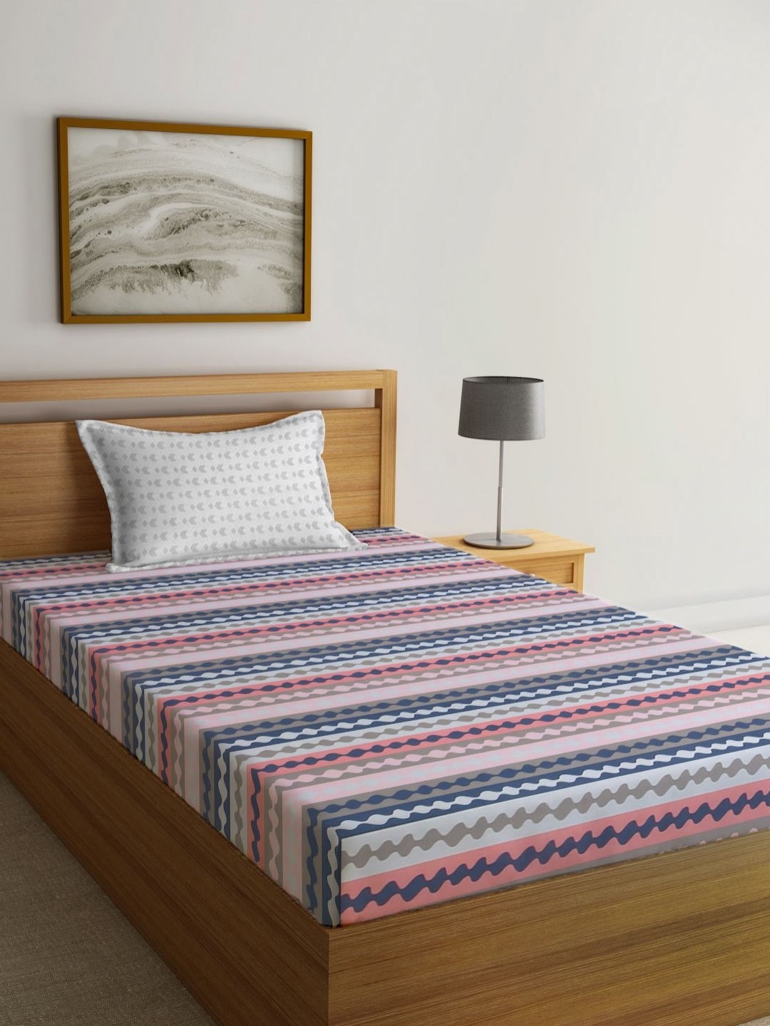Myntra Elegant Homes Peach & Grey Printed 300 TC Single Bedsheet Set-2.20 m x 1.50 m
Myntra Elegant Homes Peach & Grey Printed 300 TC Single Bedsheet Set-2.20 m x 1.50 m