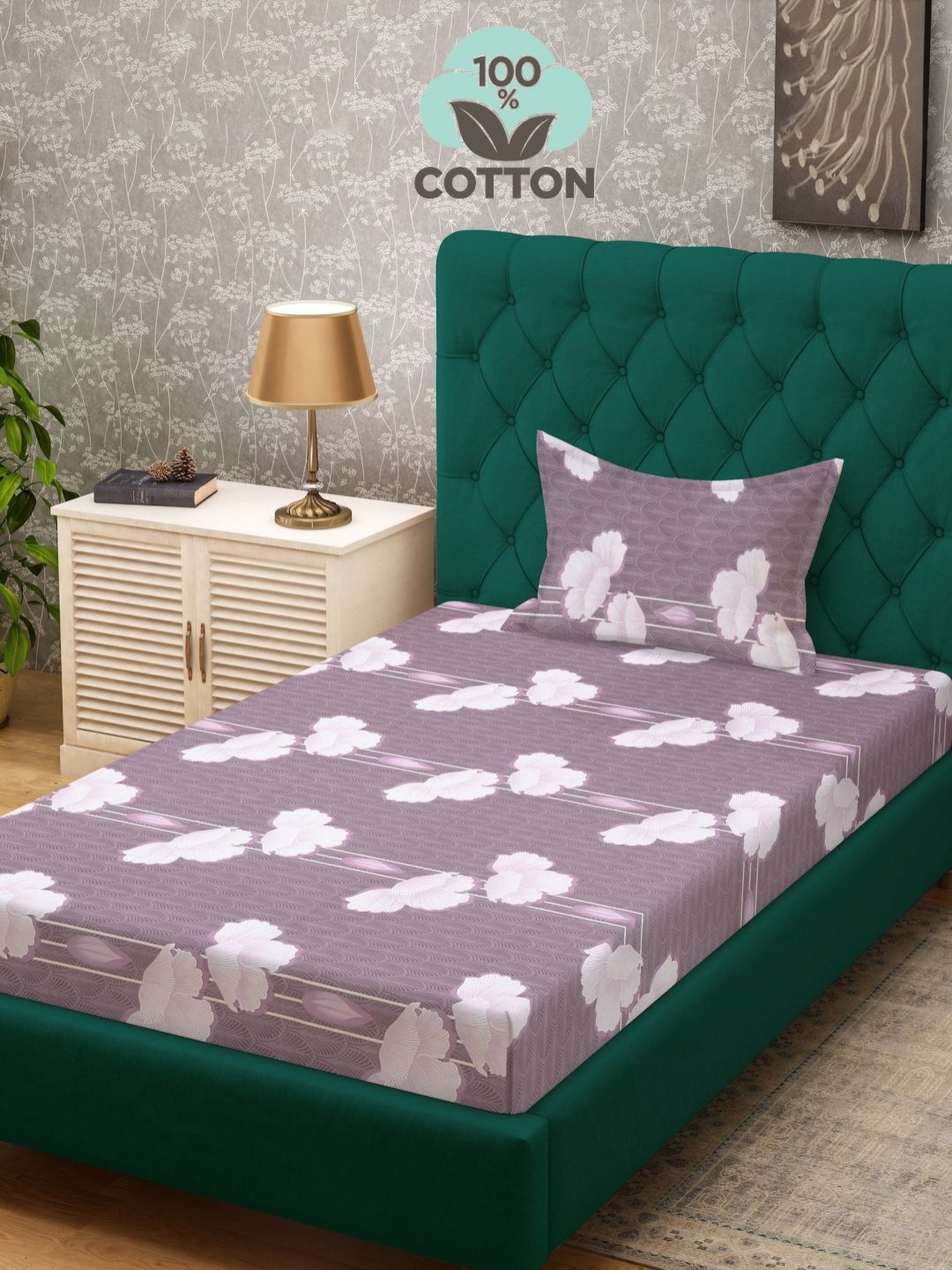 Myntra Elegant Homes Purple Printed Pure Cotton 400 TC Single Bedsheet Set-2.20 m x 1.50 m
Myntra Elegant Homes Purple Printed Pure Cotton 400 TC Single Bedsheet Set-2.20 m x 1.50 m