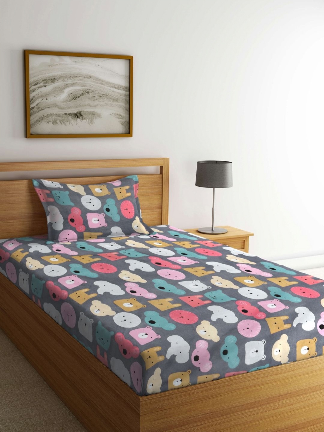 Myntra Elegant Homes Blue & Pink Printed 300 TC Single Bedsheet Set 2.25 m x 1.50 m, Grey
Myntra Elegant Homes Blue & Pink Printed 300 TC Single Bedsheet Set 2.25 m x 1.50 m, Grey