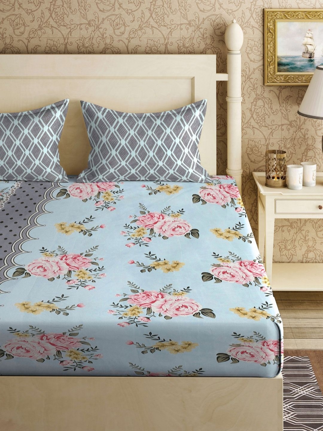 Myntra Elegant Homes Blue & Pink Floral Printed 300 TC King Bedsheet Set 2.5 m x 2.25 m
Myntra Elegant Homes Blue & Pink Floral Printed 300 TC King Bedsheet Set 2.5 m x 2.25 m