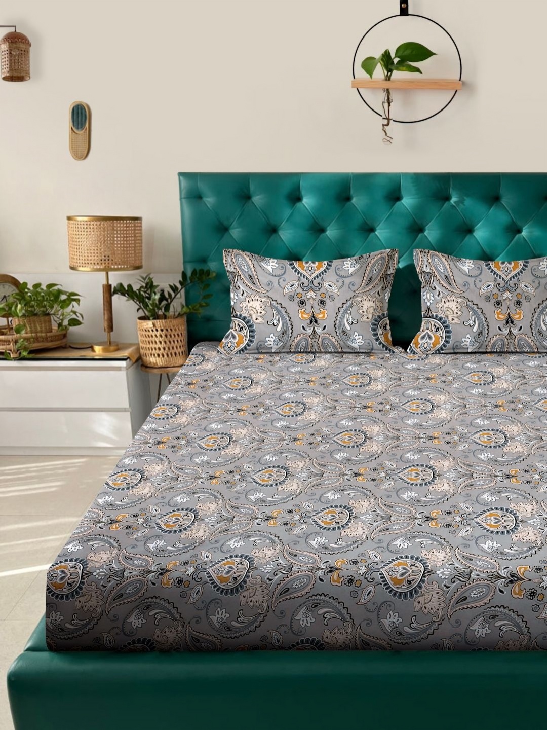Myntra Elegant Homes Grey & Brown Printed 300 TC Fitted King Bedsheet Set-270 cm x 270 cm
Myntra Elegant Homes Grey & Brown Printed 300 TC Fitted King Bedsheet Set-270 cm x 270 cm