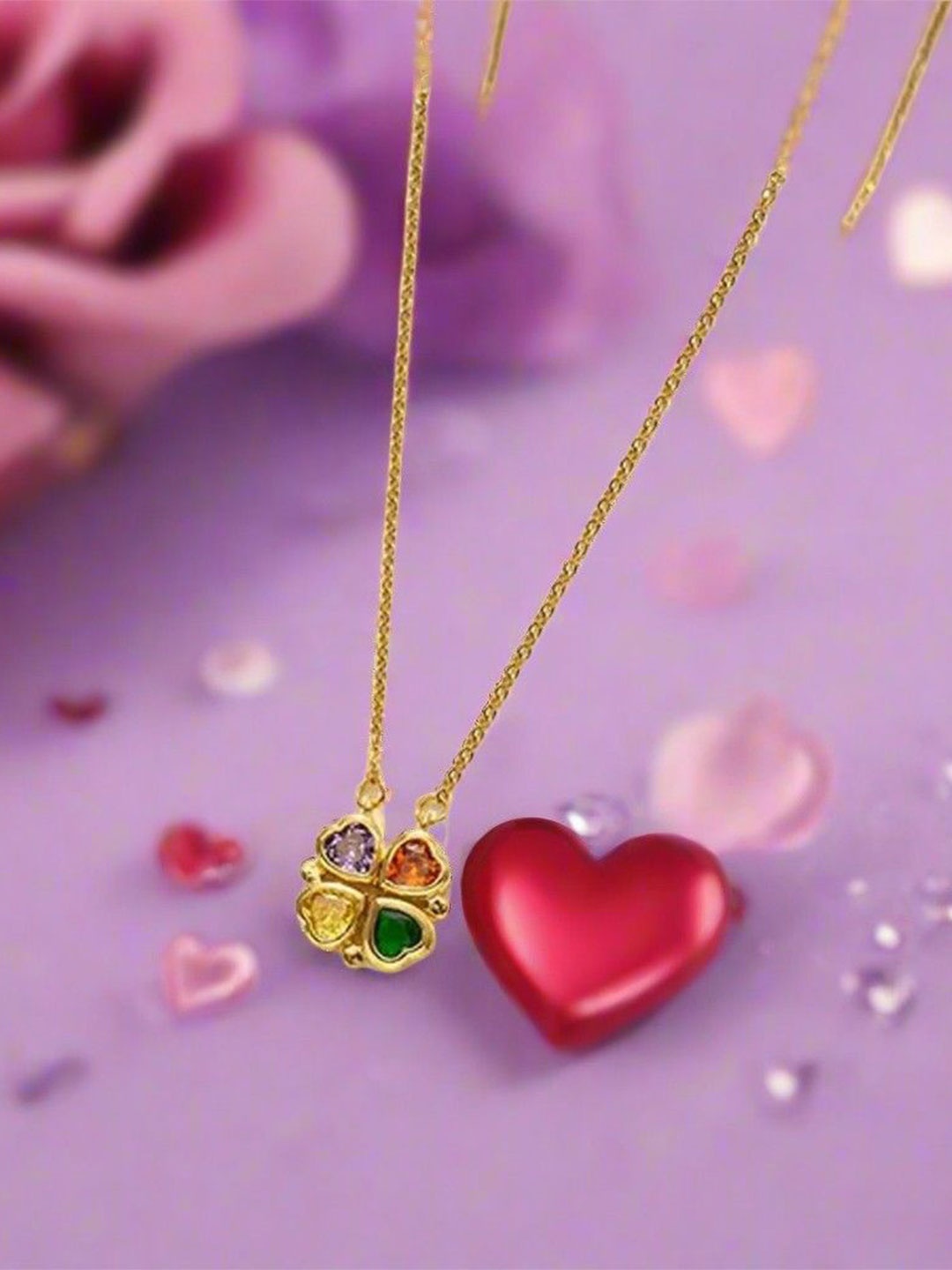 DressBerry Stainless Steel Gold-Plated Stones Studded Heart Shaped Pendant With Chain
DressBerry Stainless Steel Gold-Plated Stones Studded Heart Shaped Pendant With Chain