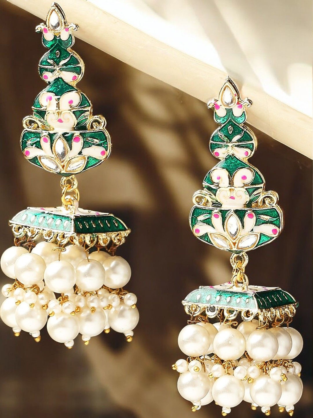 Anouk Artificial Beaded & Kundan Studded Geometric Shaped Meenakari Drop Earrings, Green
Anouk Artificial Beaded & Kundan Studded Geometric Shaped Meenakari Drop Earrings, Green