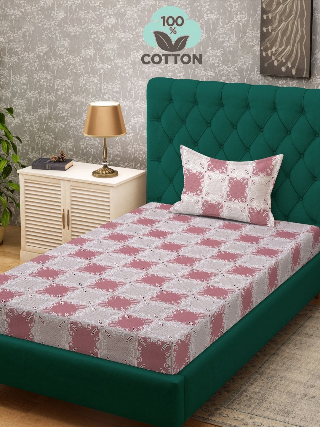 Myntra Elegant Homes Pink Printed 400 TC Pure Cotton Single Bedsheet Set- 2.25 m x 1.50 m
Myntra Elegant Homes Pink Printed 400 TC Pure Cotton Single Bedsheet Set- 2.25 m x 1.50 m