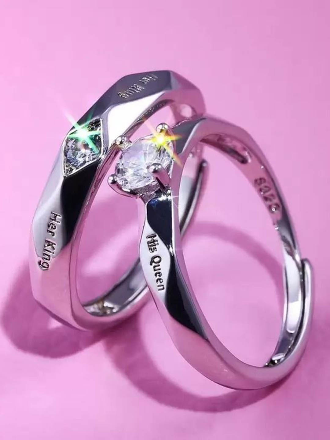 AGARWALPRODUCT Set Of 2 Silver-Plated Cubic Zirconia Stone Studded Adjustable Finger Rings
AGARWALPRODUCT Set Of 2 Silver-Plated Cubic Zirconia Stone Studded Adjustable Finger Rings