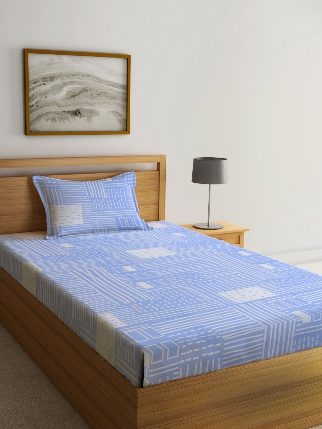 Myntra Elegant Homes Blue Geometric Printed 300 TC Single Bedsheet Set 2.2 m X 1. 50 m
Myntra Elegant Homes Blue Geometric Printed 300 TC Single Bedsheet Set 2.2 m X 1. 50 m