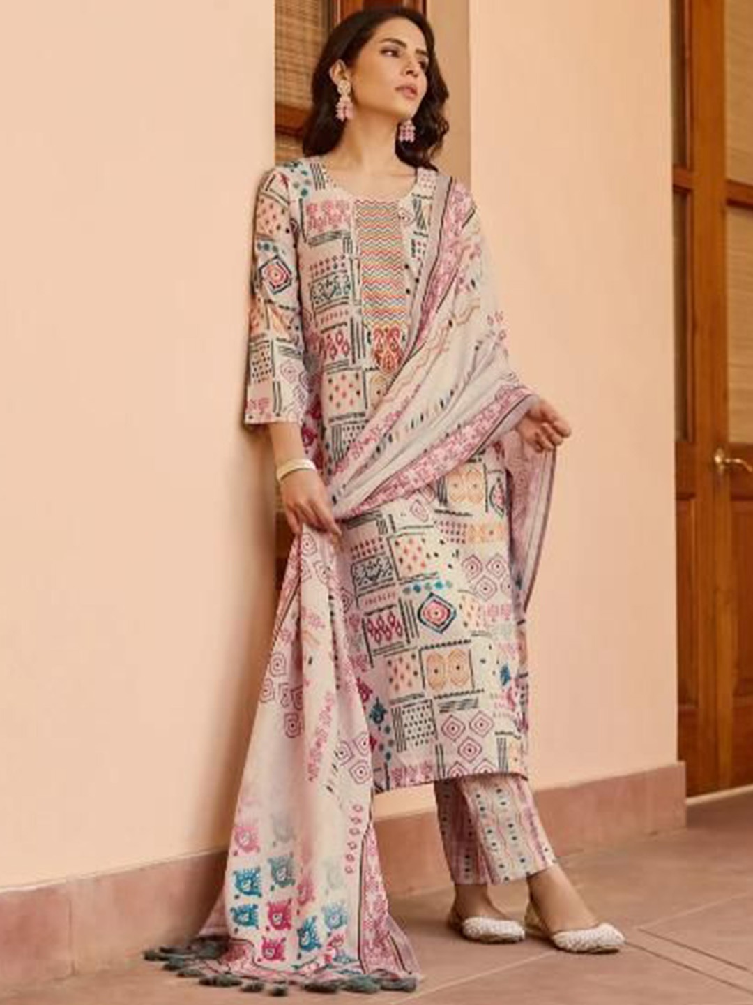 Fashion Basket Women Ethnic Motifs Printed Regular Kurta with Pyjamas & With Dupatta, Cream
Fashion Basket Women Ethnic Motifs Printed Regular Kurta with Pyjamas & With Dupatta, Cream