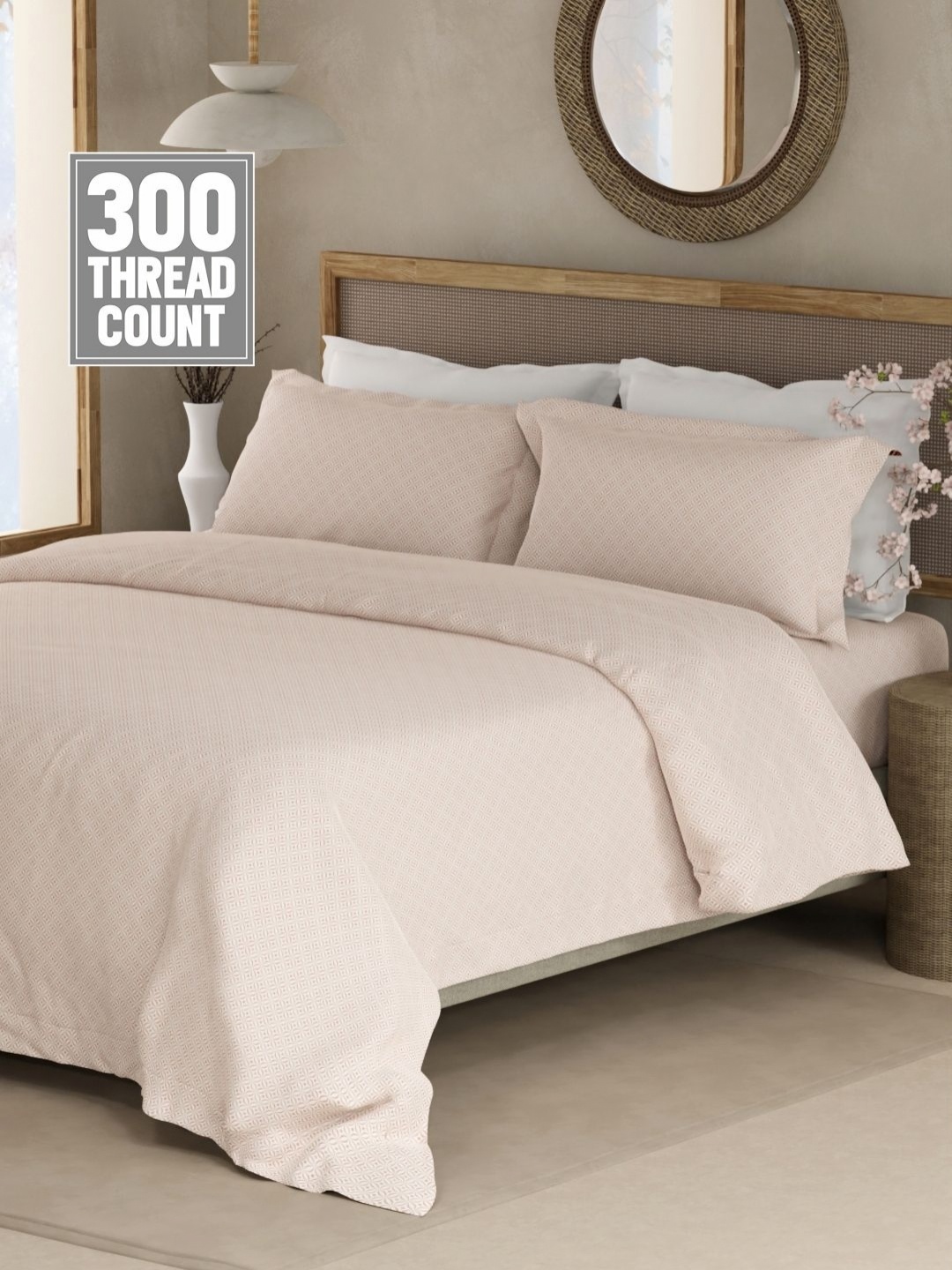 Boutique Living India Beige & White Printed Cotton 300TC King Bedsheet Set 2.74m x 2.74m
Boutique Living India Beige & White Printed Cotton 300TC King Bedsheet Set 2.74m x 2.74m