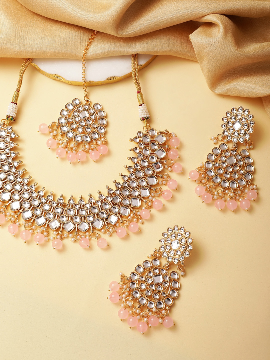 MANSIYAORANGE Super Premium Luxe 22K Gold-Plated Kundan & Beaded Jewellery Set, Pink
MANSIYAORANGE Super Premium Luxe 22K Gold-Plated Kundan & Beaded Jewellery Set, Pink