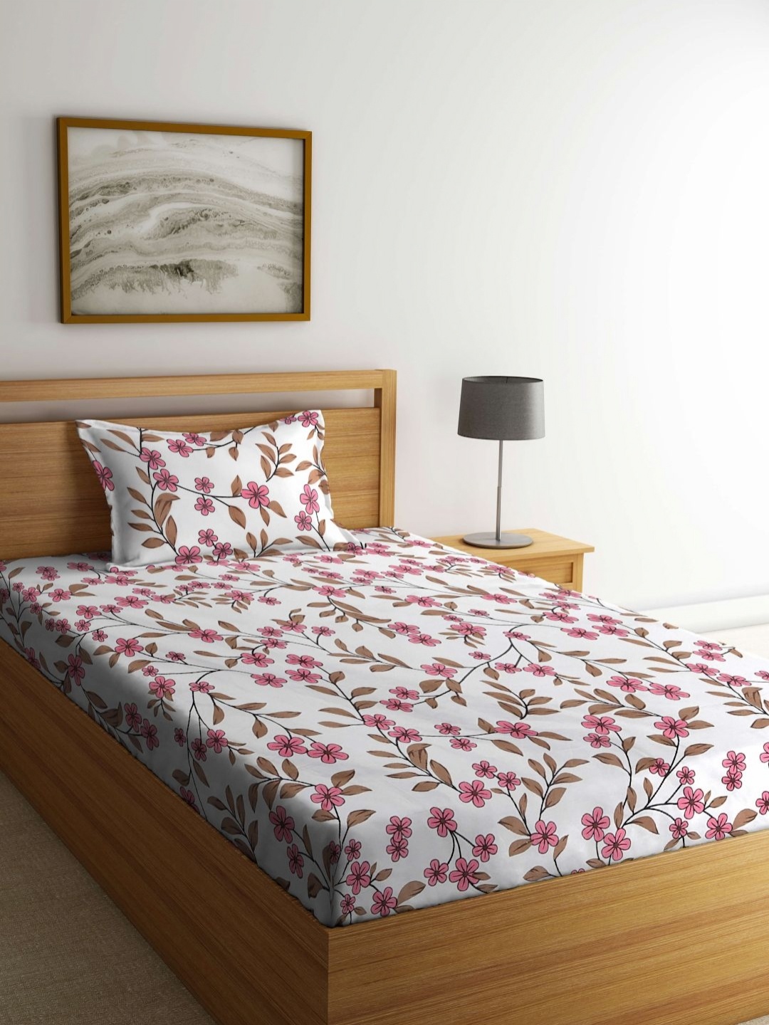 Myntra Elegant Homes White & Pink Floral Printed 300 TC Single Bedsheet Set 2.25m x 1.50m
Myntra Elegant Homes White & Pink Floral Printed 300 TC Single Bedsheet Set 2.25m x 1.50m