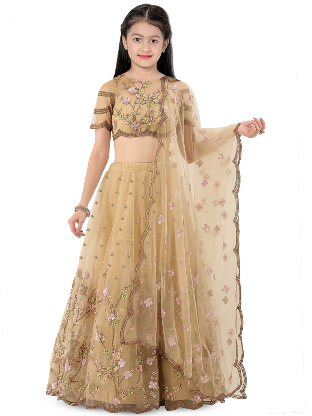 BAESD Girls Embroidered Thread Work Semi-Stitched Lehenga & Unstitched Blouse With Dupatta, Beige
BAESD Girls Embroidered Thread Work Semi-Stitched Lehenga & Unstitched Blouse With Dupatta, Beige