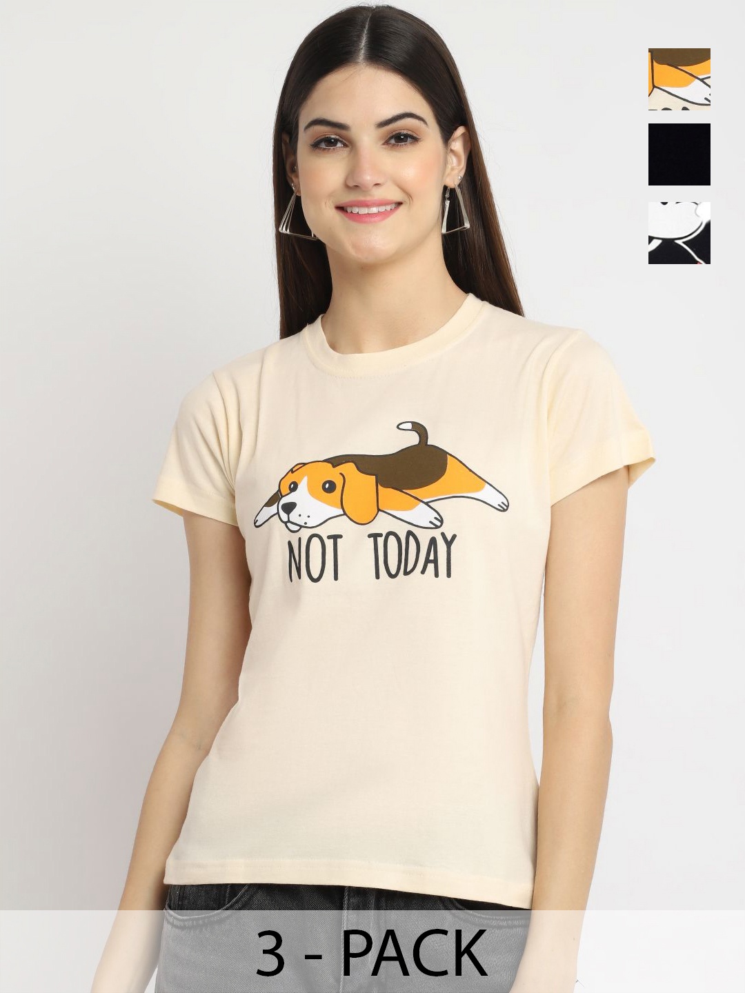 Dreambe Women Pack of 3 Mickey Mouse Graphic Printed Round Neck Cotton T-shirts, Cream
Dreambe Women Pack of 3 Mickey Mouse Graphic Printed Round Neck Cotton T-shirts, Cream