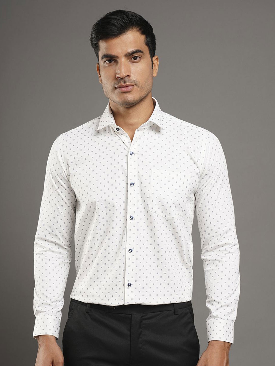 John Philips Men India Slim Fit Spread Collar Micro Ditsy Printed Formal Shirt, White
John Philips Men India Slim Fit Spread Collar Micro Ditsy Printed Formal Shirt, White