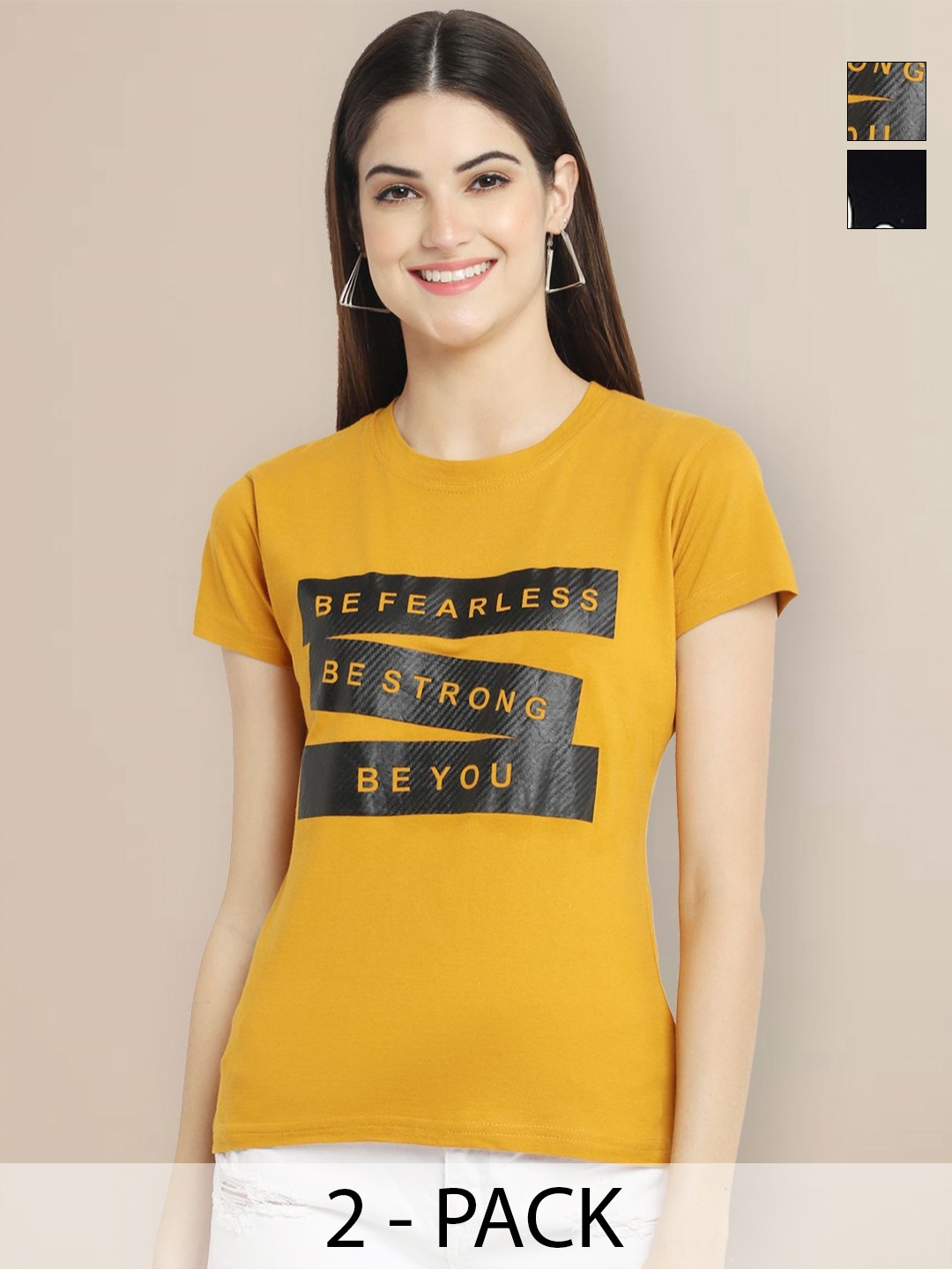 GLOBAL NOMAD Women Pack of 2 Mickey Mouse Typography Printed Round Neck Cotton T-shirts, Mustard
GLOBAL NOMAD Women Pack of 2 Mickey Mouse Typography Printed Round Neck Cotton T-shirts, Mustard