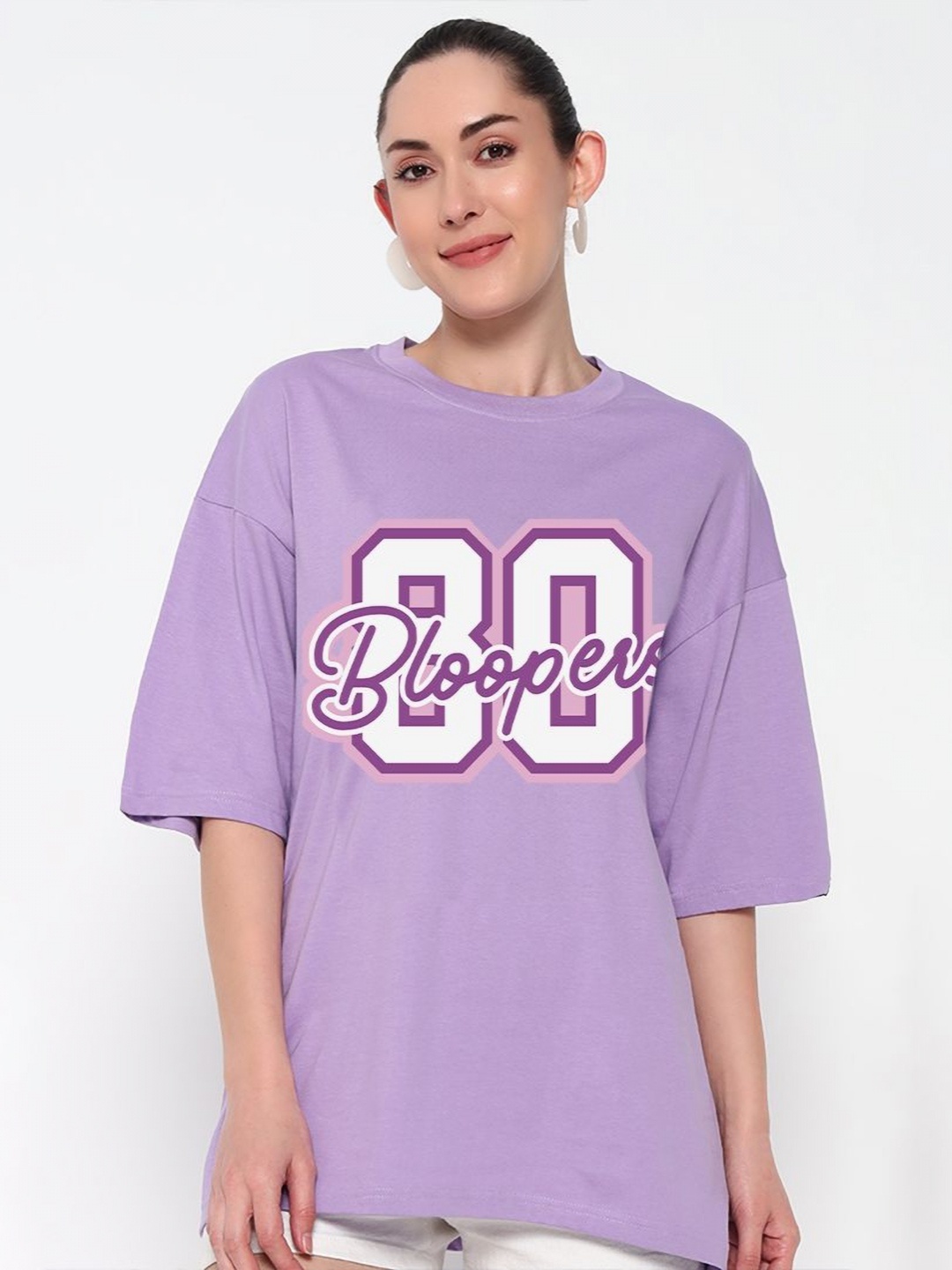 Bloopers Store Women Typography Printed Round Neck Cotton Oversized T-shirt, Lavender
Bloopers Store Women Typography Printed Round Neck Cotton Oversized T-shirt, Lavender