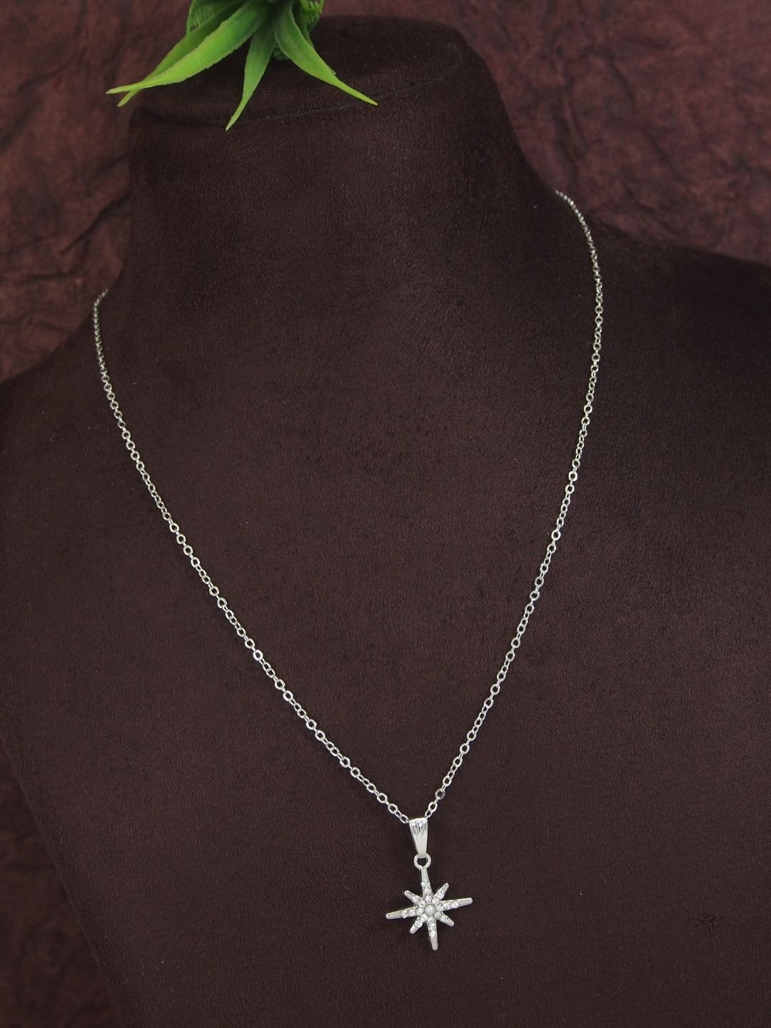 V FASHION JEWELLERY Silver-Plated Cubic Zirconia Studded Star Shaped Pendants With Chains
V FASHION JEWELLERY Silver-Plated Cubic Zirconia Studded Star Shaped Pendants With Chains