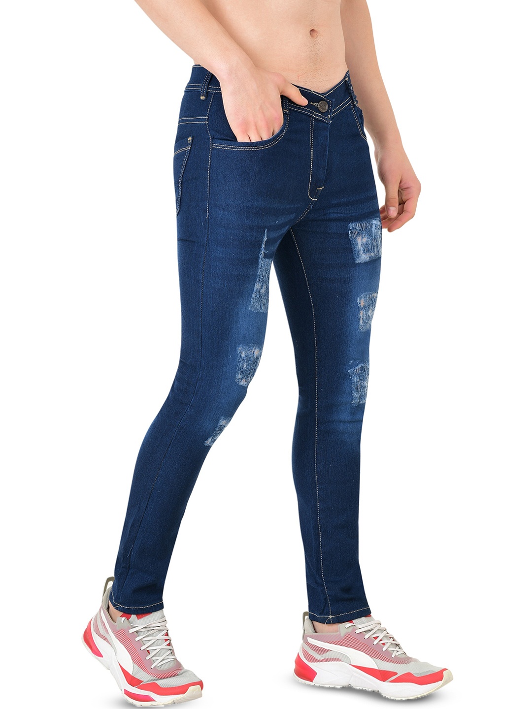 COMFITS Men Regular Fit Mid-Rise Classic Mildly Distressed Light Fade Stretchable Jeans, Blue
COMFITS Men Regular Fit Mid-Rise Classic Mildly Distressed Light Fade Stretchable Jeans, Blue