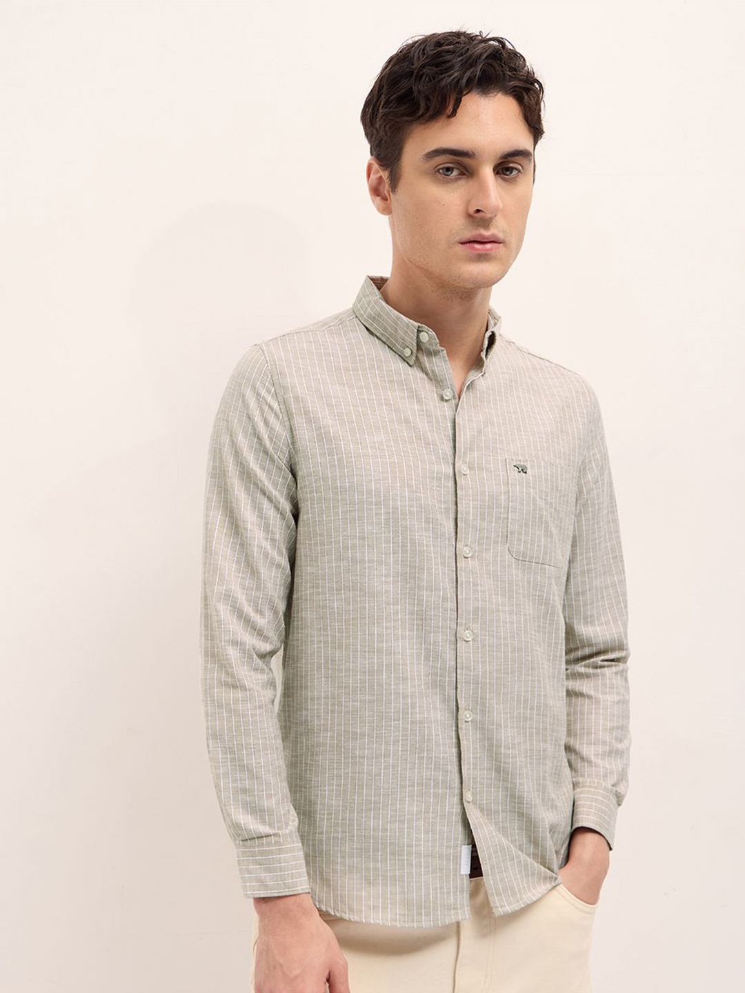 THE BEAR HOUSE Men Slim Fit Button-Down Collar Multi Striped Cotton Casual Shirt, Beige
THE BEAR HOUSE Men Slim Fit Button-Down Collar Multi Striped Cotton Casual Shirt, Beige