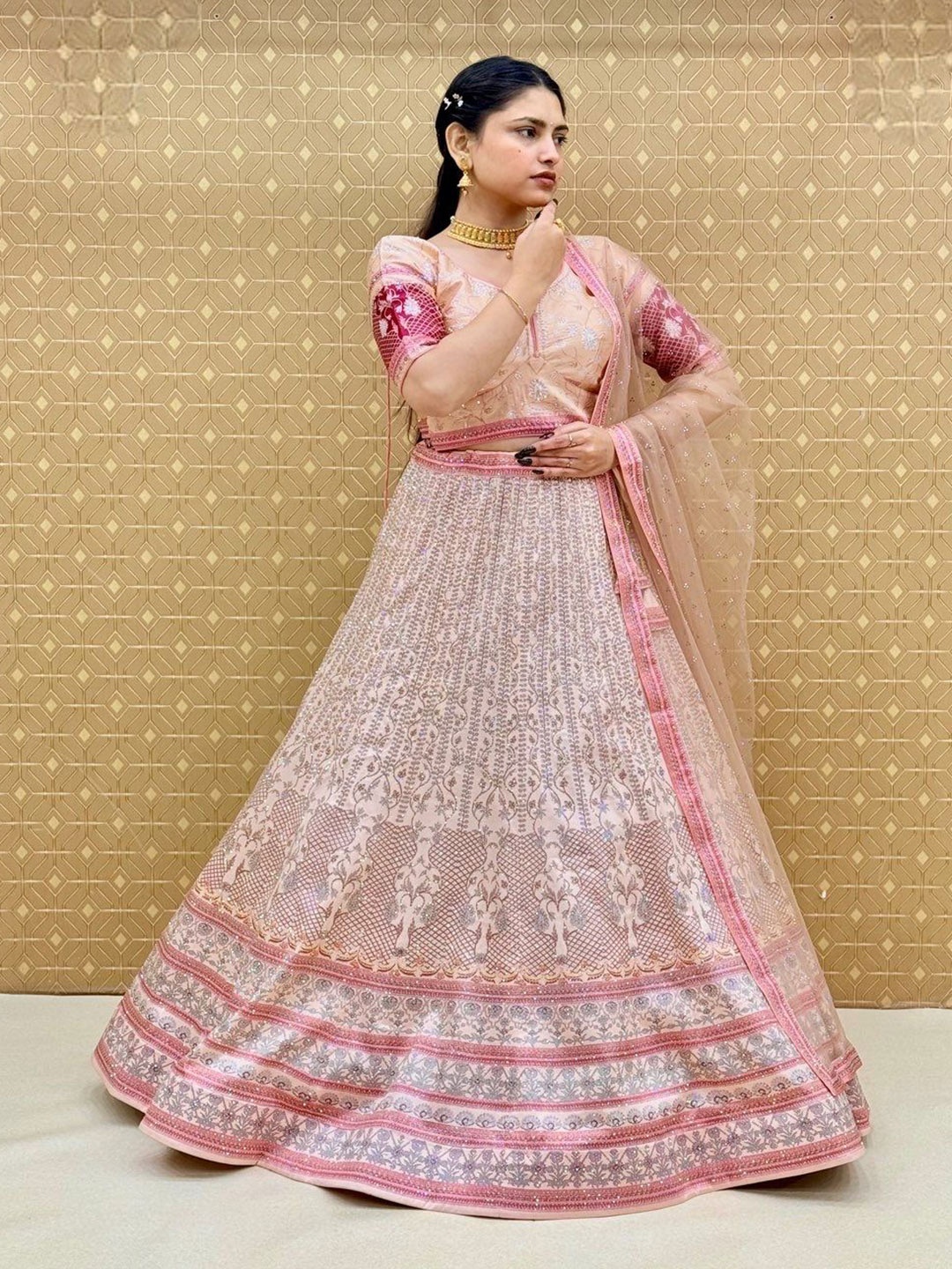 KUNDAN FAB Floral Printed Semi-Stitched Lehenga With Unstitched Blouse & Dupatta, Pink
KUNDAN FAB Floral Printed Semi-Stitched Lehenga With Unstitched Blouse & Dupatta, Pink