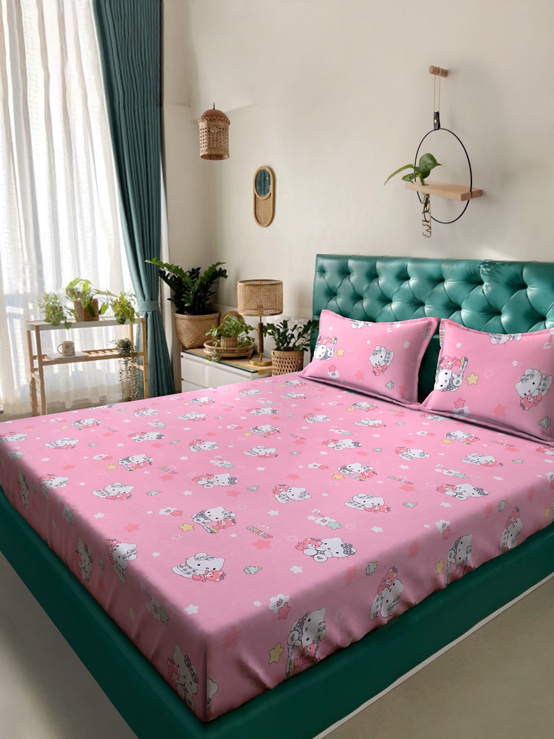 Myntra Elegant Homes Pink & White Cartoon Characters 400 TC King Bedsheet with 2 Pillow Covers
Myntra Elegant Homes Pink & White Cartoon Characters 400 TC King Bedsheet with 2 Pillow Covers