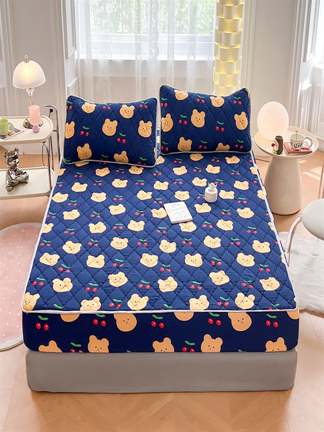 JC HOME Navy Blue & Beige Cartoon Characters Printed 150 TC Fitted King Size Bedsheet Set
JC HOME Navy Blue & Beige Cartoon Characters Printed 150 TC Fitted King Size Bedsheet Set