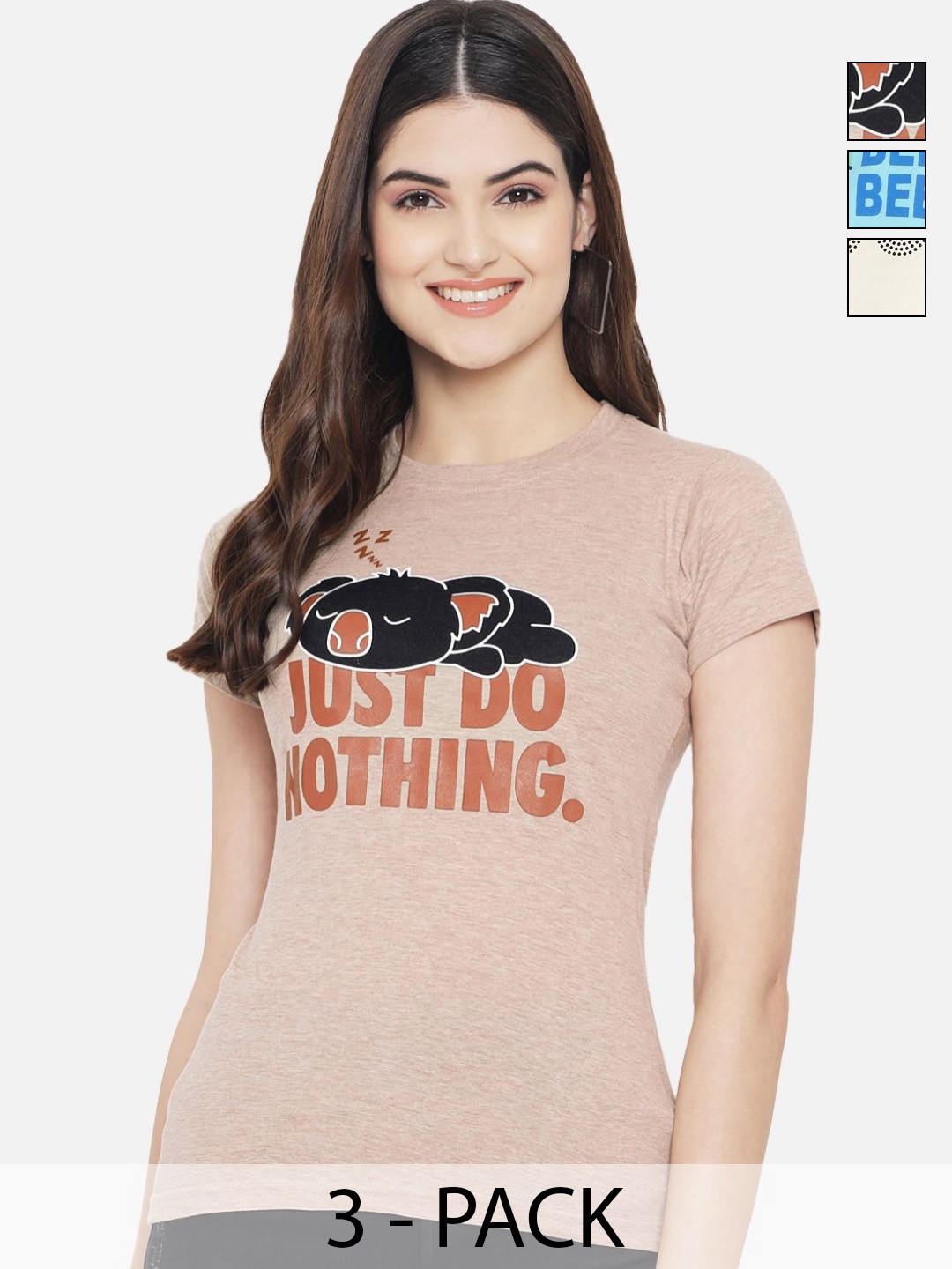 Dreambe Women Pack of 3 Looney Tunes Typography Printed Round Neck Cotton T-shirts, Beige
Dreambe Women Pack of 3 Looney Tunes Typography Printed Round Neck Cotton T-shirts, Beige