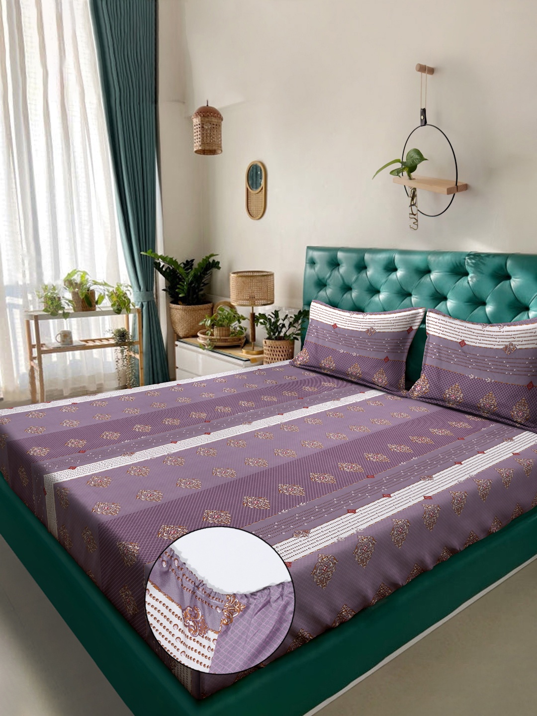 KLOTTHE Purple & Brown Geometric 300 TC Fitted Double King Bedsheet - 2.50 m x 2.25 m
KLOTTHE Purple & Brown Geometric 300 TC Fitted Double King Bedsheet - 2.50 m x 2.25 m