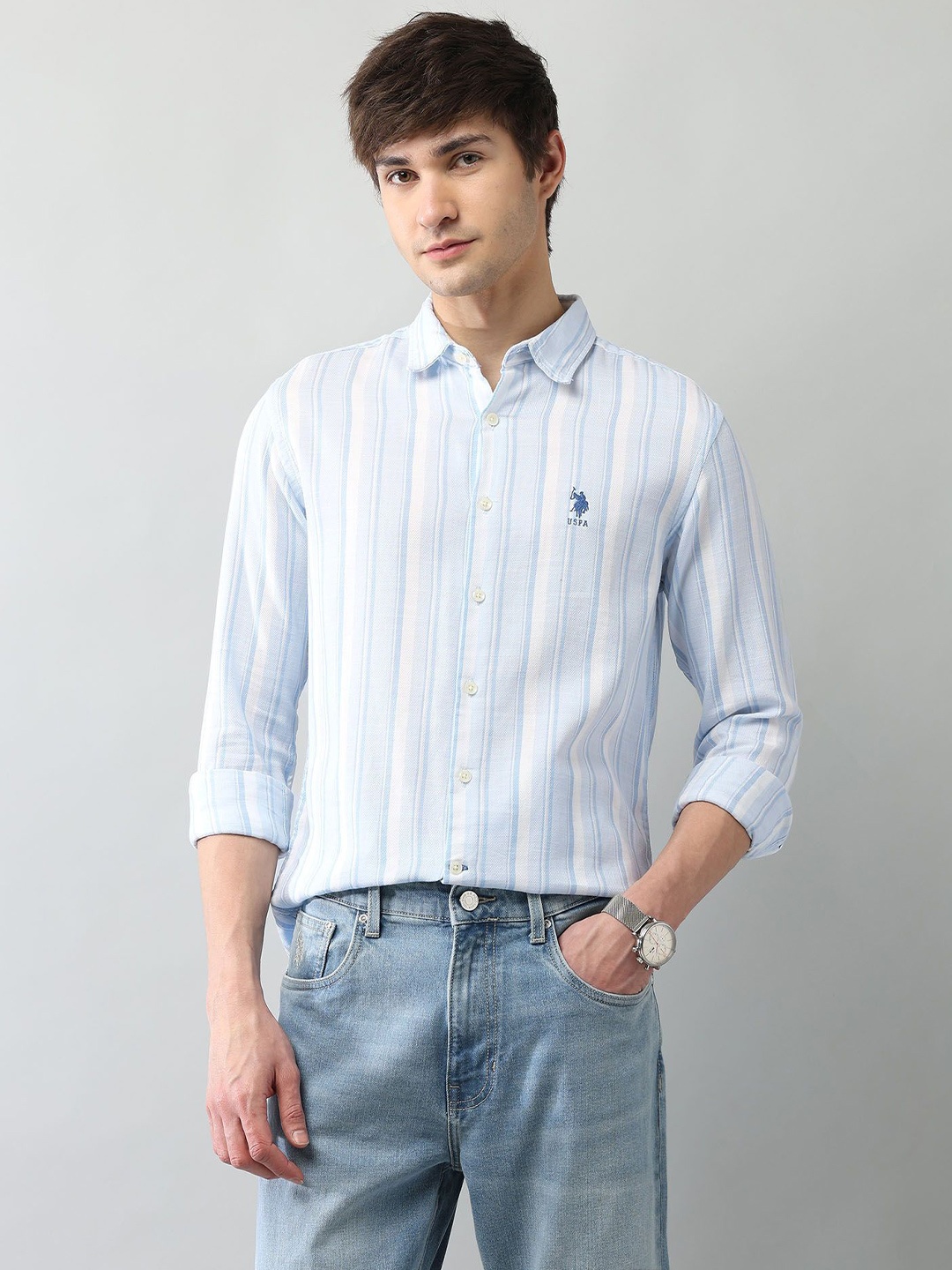 U.S. Polo Assn. Denim Co. Men Classic Fit Vertical Striped Cotton Casual Shirt, Blue
U.S. Polo Assn. Denim Co. Men Classic Fit Vertical Striped Cotton Casual Shirt, Blue