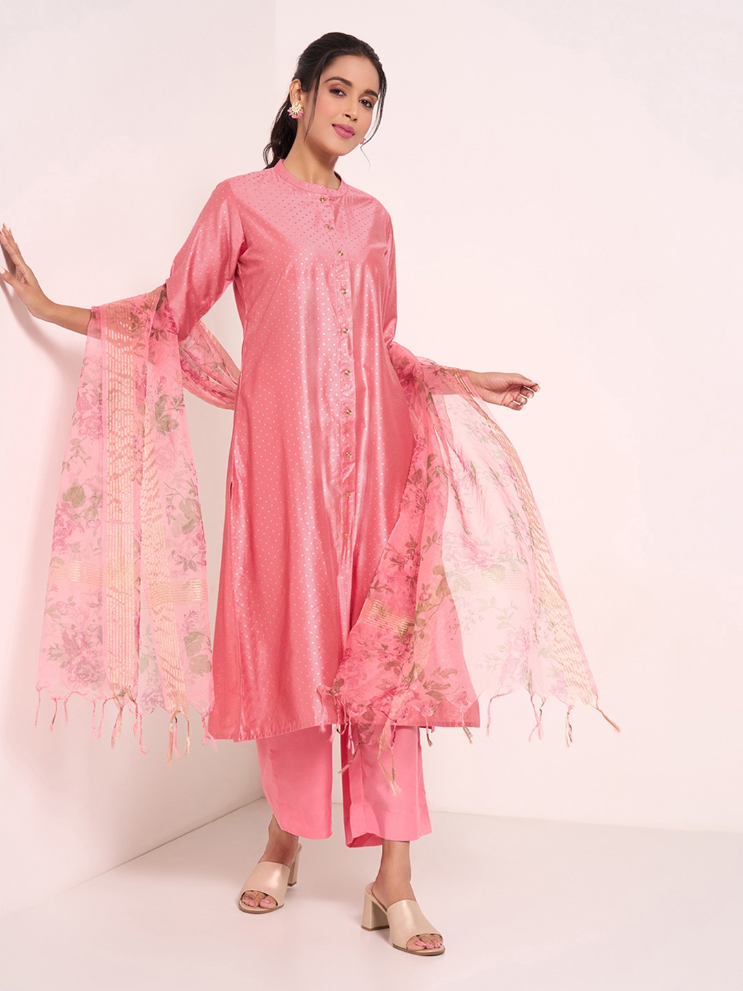 RANGMANCH BY PANTALOONS Women Printed Regular Kurta with Trousers & With Dupatta, Pink
RANGMANCH BY PANTALOONS Women Printed Regular Kurta with Trousers & With Dupatta, Pink