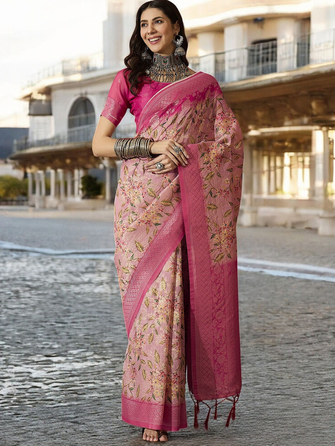 Blissta Woven Design Zari Kanjeevaram Saree, Pink 
Blissta Woven Design Zari Kanjeevaram Saree, Pink