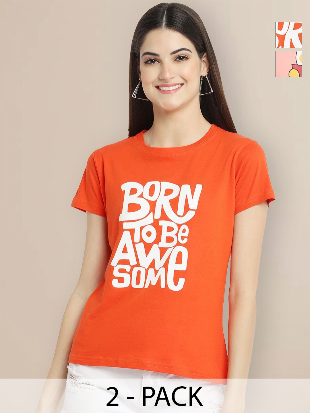 GLOBAL NOMAD Pack Of 2 Typography Printed Round Neck Short Sleeves Cotton T-shirt, Orange
GLOBAL NOMAD Pack Of 2 Typography Printed Round Neck Short Sleeves Cotton T-shirt, Orange