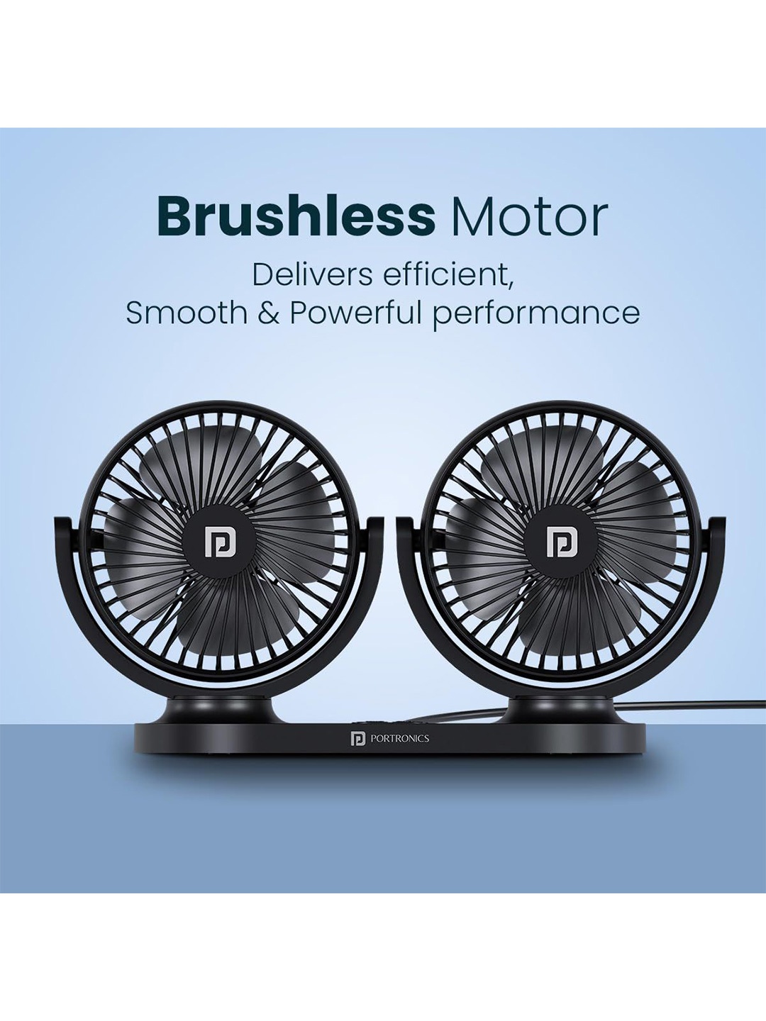 Portronics TwinCool Dual Head Portable USB Powered Fan With 360 Rotatable Head, Black
Portronics TwinCool Dual Head Portable USB Powered Fan With 360 Rotatable Head, Black