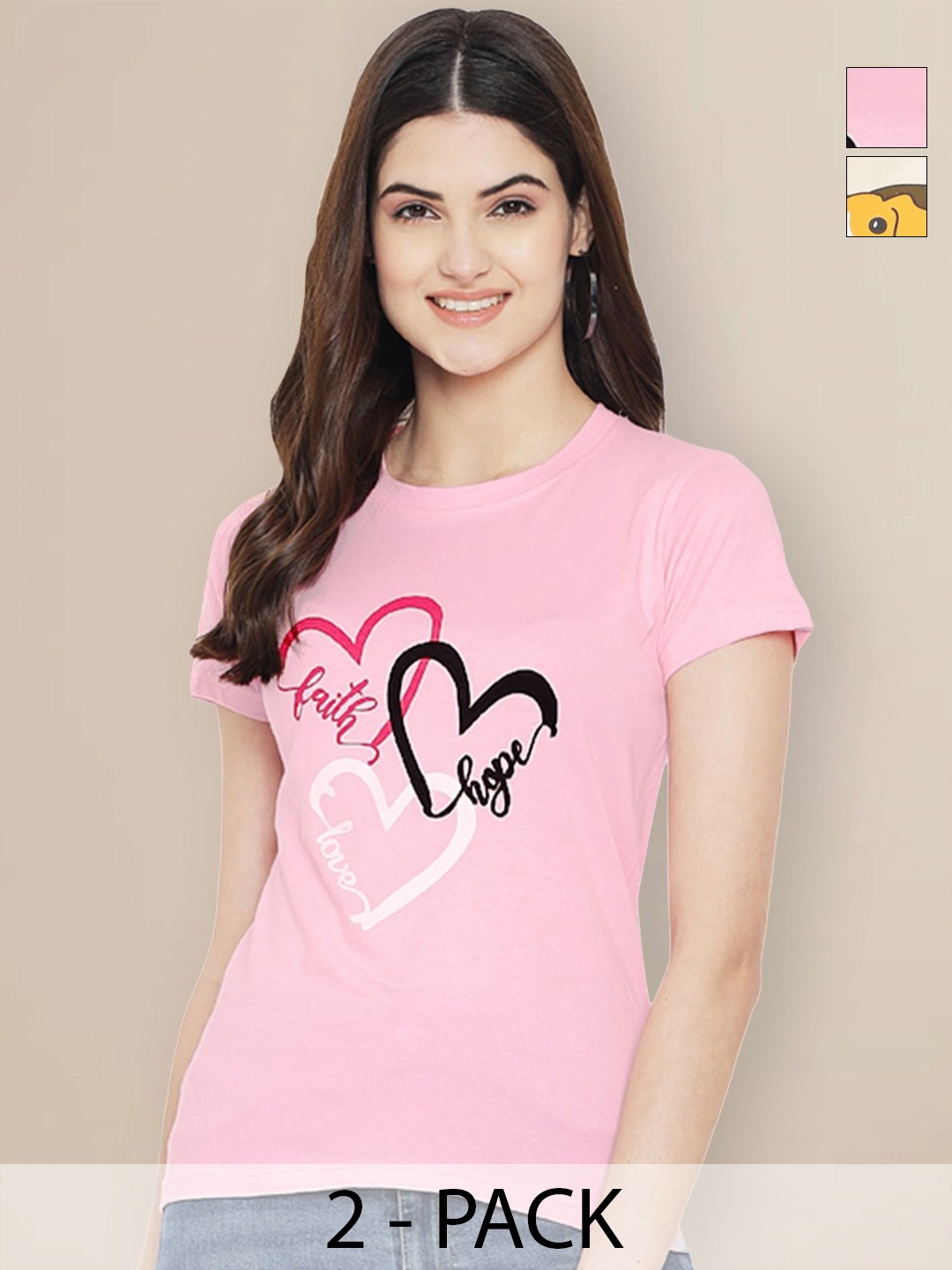GLOBAL NOMAD Pack Of 2 Typography Printed Round Neck Short Sleeves Cotton T-shirt, Pink
GLOBAL NOMAD Pack Of 2 Typography Printed Round Neck Short Sleeves Cotton T-shirt, Pink