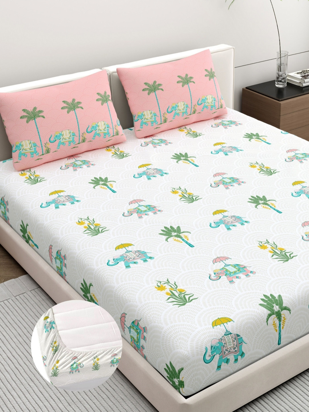 Home Ecstasy White Printed Pure Cotton 140TC Double King Bedsheet Set 1.83 m x 1.98 m
Home Ecstasy White Printed Pure Cotton 140TC Double King Bedsheet Set 1.83 m x 1.98 m