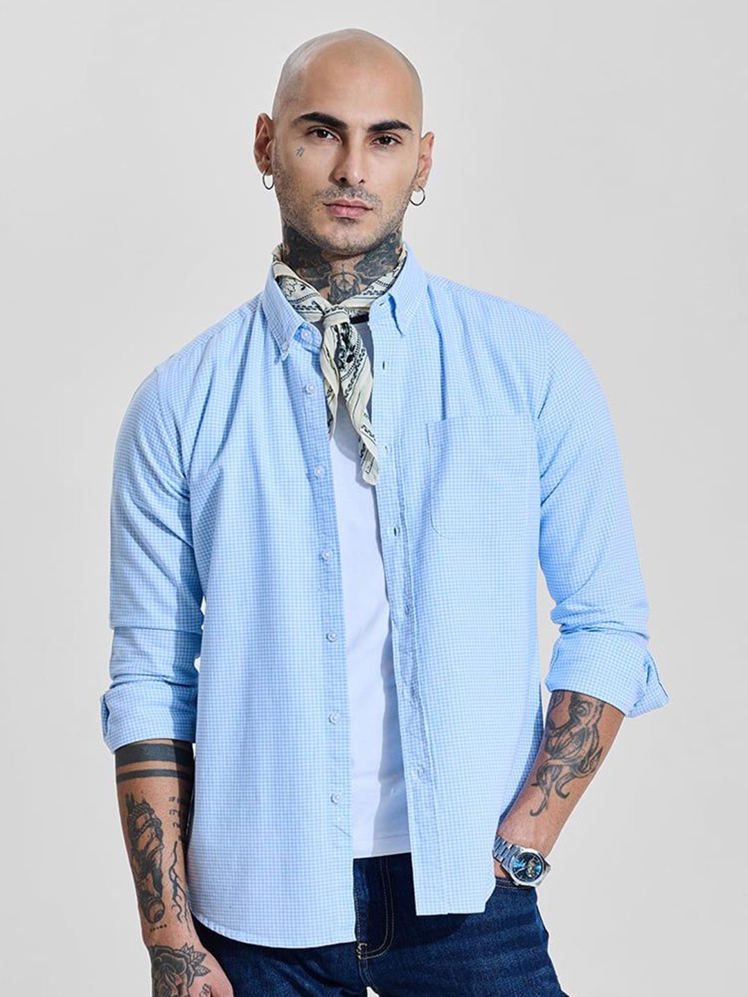Snitch Men Smart Slim Fit Button-Down Collar Micro Checked Cotton Casual Shirt, Blue
Snitch Men Smart Slim Fit Button-Down Collar Micro Checked Cotton Casual Shirt, Blue