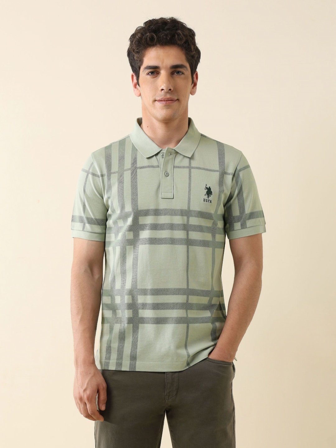U.S. Polo Assn. Men Checked Polo Collar Cotton Slim Fit T-shirt, Green
U.S. Polo Assn. Men Checked Polo Collar Cotton Slim Fit T-shirt, Green