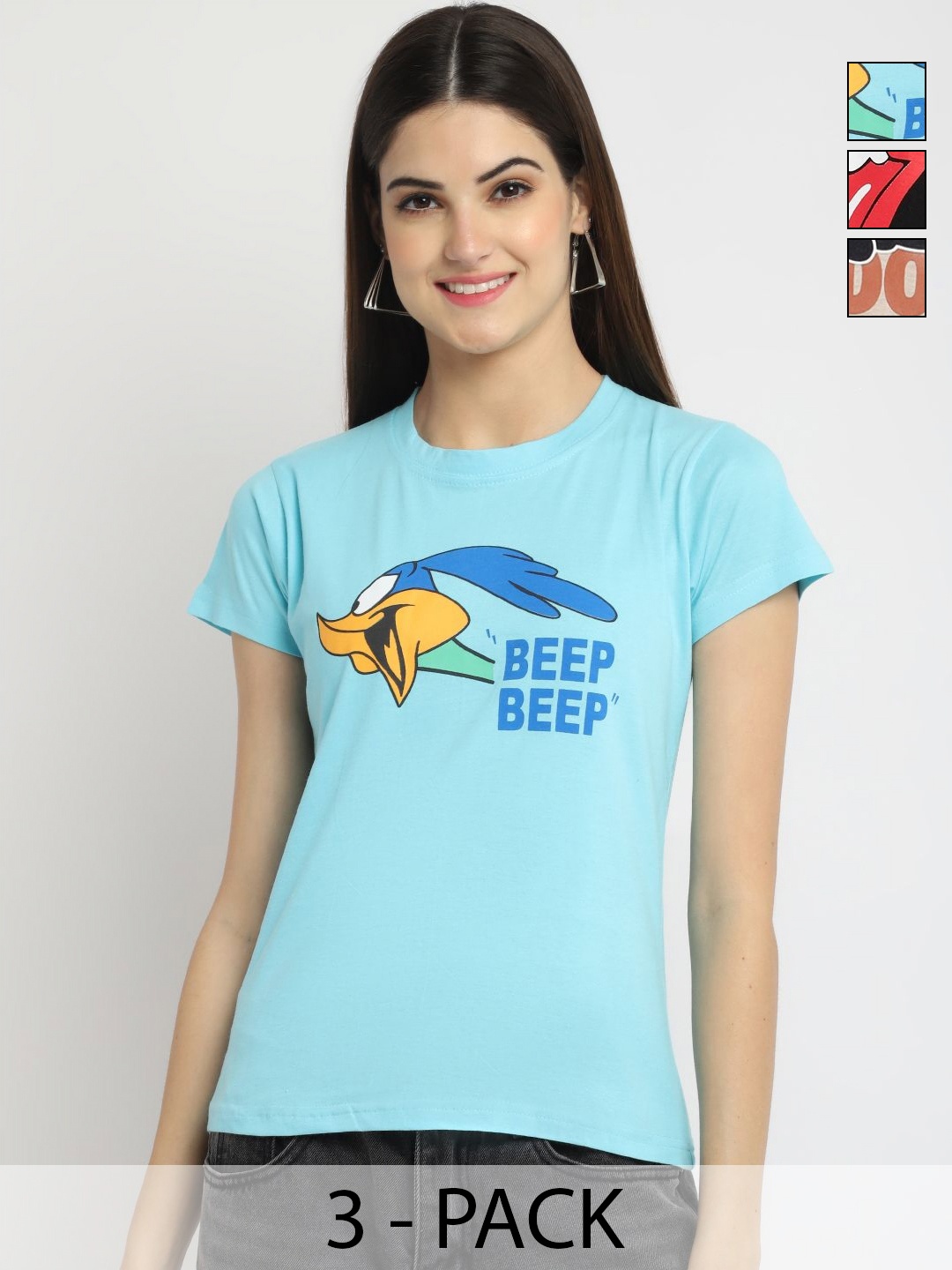 Dreambe Women Pack of 3 Looney Tunes Graphic Printed Round Neck Cotton T-shirts, Blue
Dreambe Women Pack of 3 Looney Tunes Graphic Printed Round Neck Cotton T-shirts, Blue