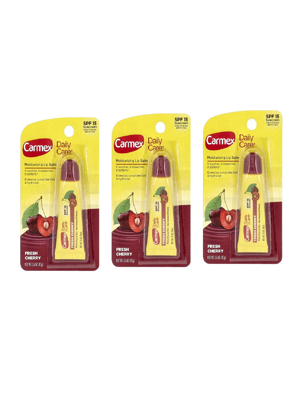 CARMEX Set Of 3 Cherry Lip Balm Tube With SPF 15 For Moisturizing - 10 g Each, Yellow
CARMEX Set Of 3 Cherry Lip Balm Tube With SPF 15 For Moisturizing - 10 g Each, Yellow