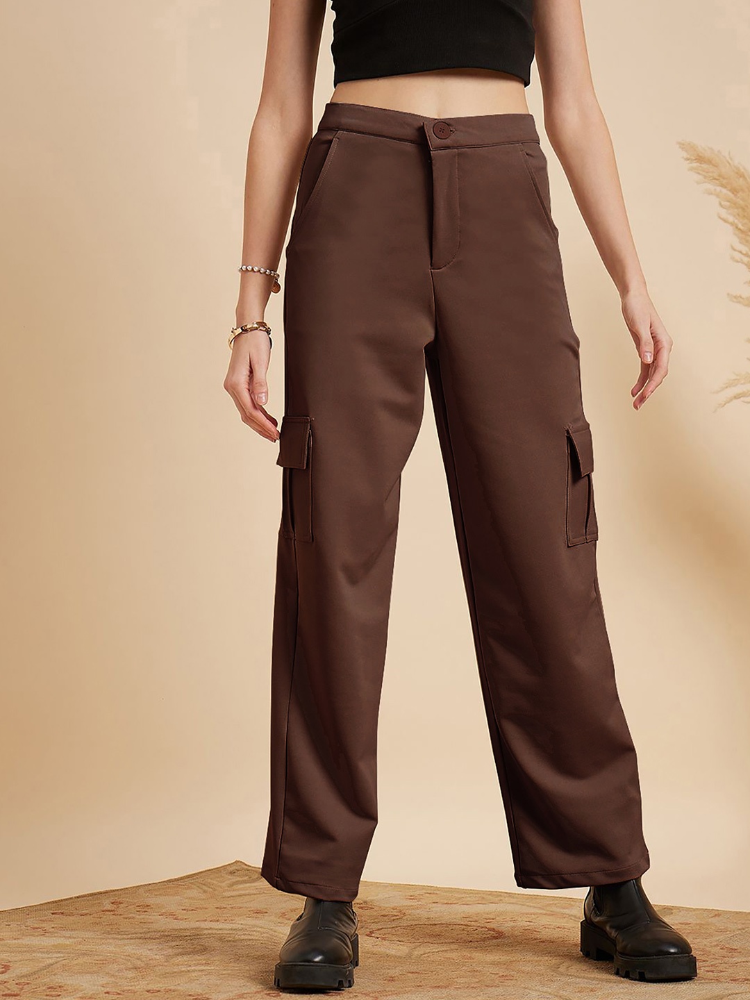Dream Beauty Fashion Women Loose Fit High-Rise Easy Wash Cargos Trousers, Brown
Dream Beauty Fashion Women Loose Fit High-Rise Easy Wash Cargos Trousers, Brown