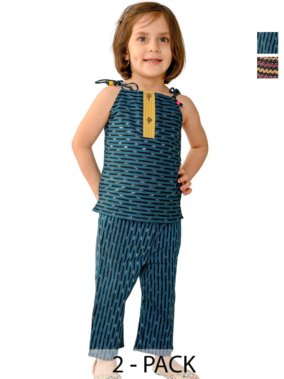 Tiny Bunnies Girls Pack Of 2 Woven Design Shoulder Straps Pure Cotton Top With Trousers, Blue
Tiny Bunnies Girls Pack Of 2 Woven Design Shoulder Straps Pure Cotton Top With Trousers, Blue