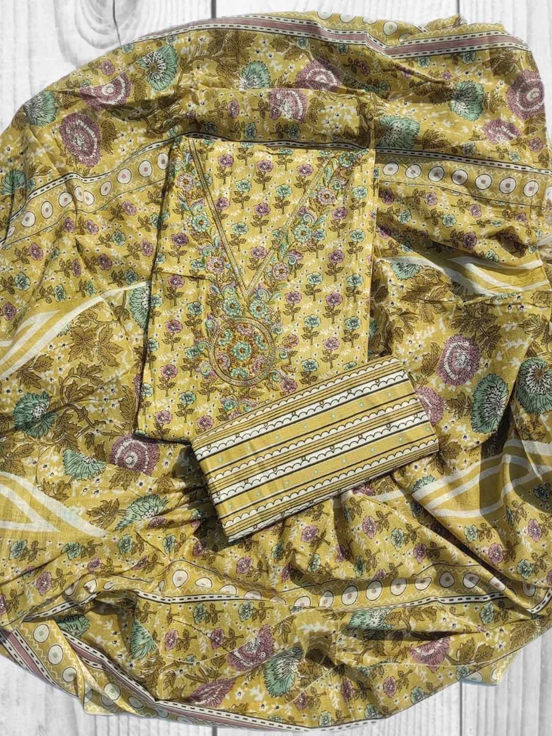 GC 80 BY GAURI COLLECTION Floral Printed Thread Work Pure Cotton Unstitched Dress Material, Yellow
GC 80 BY GAURI COLLECTION Floral Printed Thread Work Pure Cotton Unstitched Dress Material, Yellow