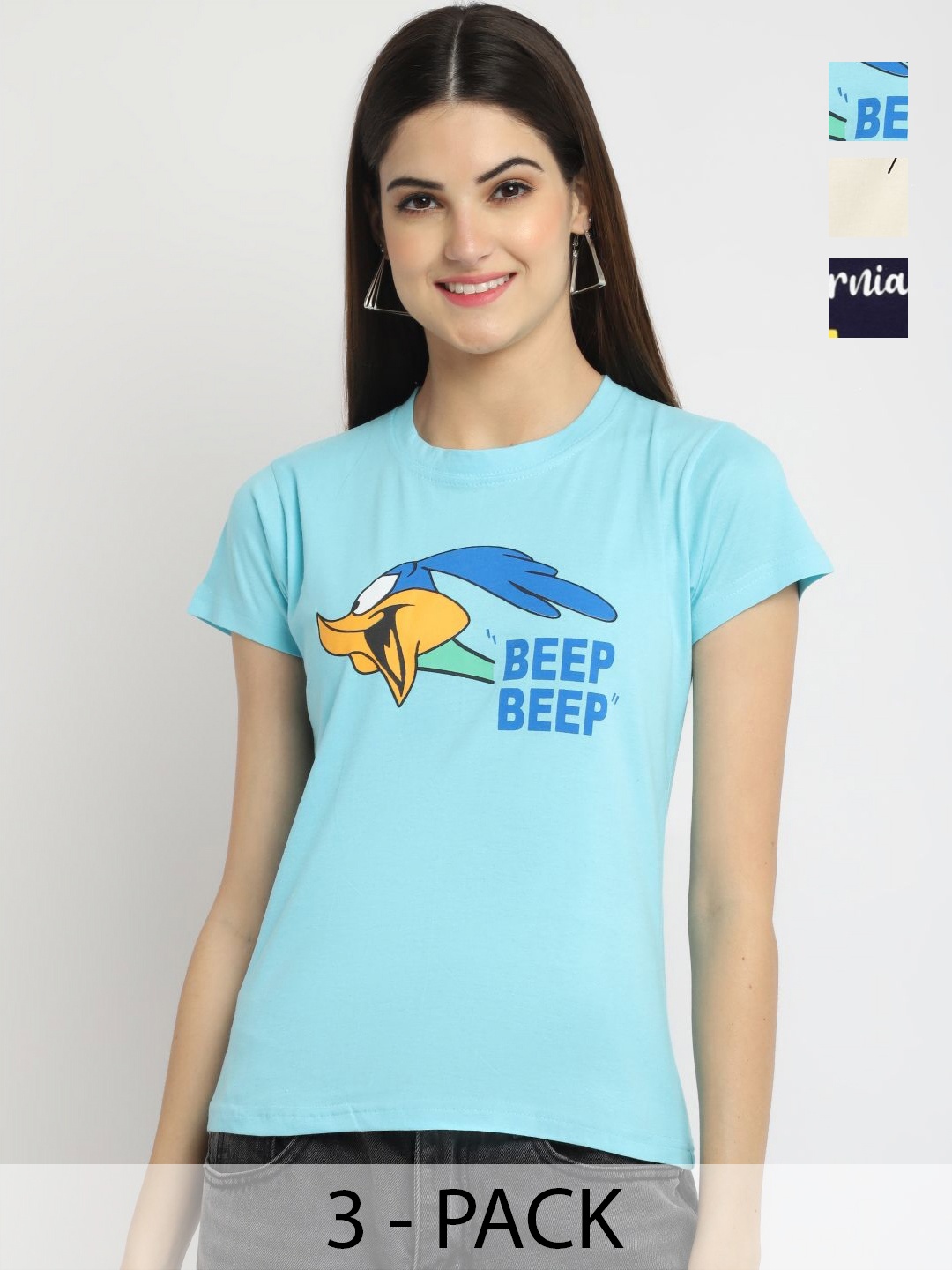 Dreambe Women Pack of 3 Looney Tunes Typography Printed Round Neck Cotton T-shirts, Blue
Dreambe Women Pack of 3 Looney Tunes Typography Printed Round Neck Cotton T-shirts, Blue