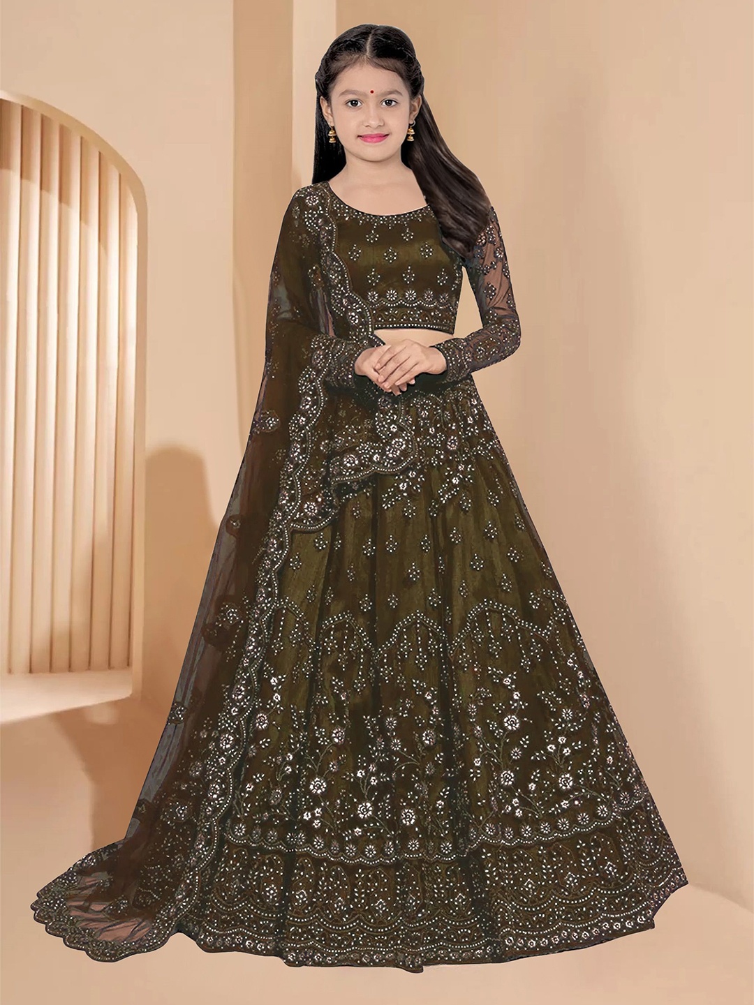 BAESD Girls Floral Embroidered Thread Work Semi-Stitched Lehenga Choli With Dupatta, Green
BAESD Girls Floral Embroidered Thread Work Semi-Stitched Lehenga Choli With Dupatta, Green