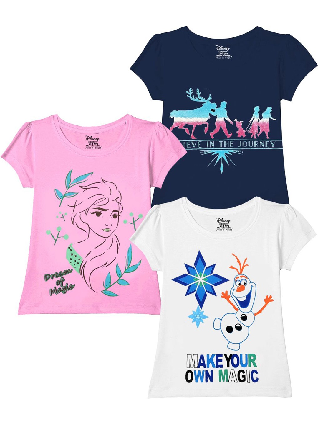 Disney By Miss and Chief Girls Pack of 3 Bio Finish Graphic Printed Cotton T-shirts, Pink
Disney By Miss and Chief Girls Pack of 3 Bio Finish Graphic Printed Cotton T-shirts, Pink