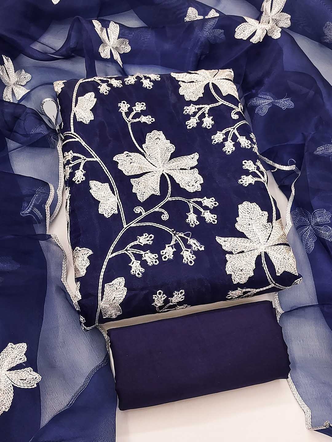 SHADOW & SAINING Floral Embroidered Thread Work Organza Unstitched Dress Material, Blue
SHADOW & SAINING Floral Embroidered Thread Work Organza Unstitched Dress Material, Blue