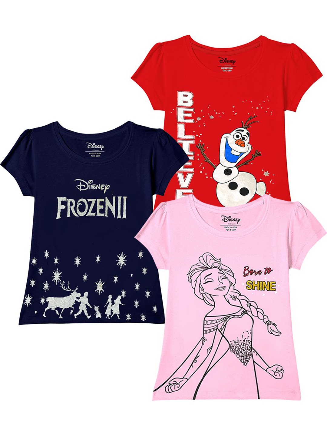Disney By Miss and Chief Girls Pack Of 3 Bio Finish Graphic Printed Cotton T-shirts, Navy blue
Disney By Miss and Chief Girls Pack Of 3 Bio Finish Graphic Printed Cotton T-shirts, Navy blue