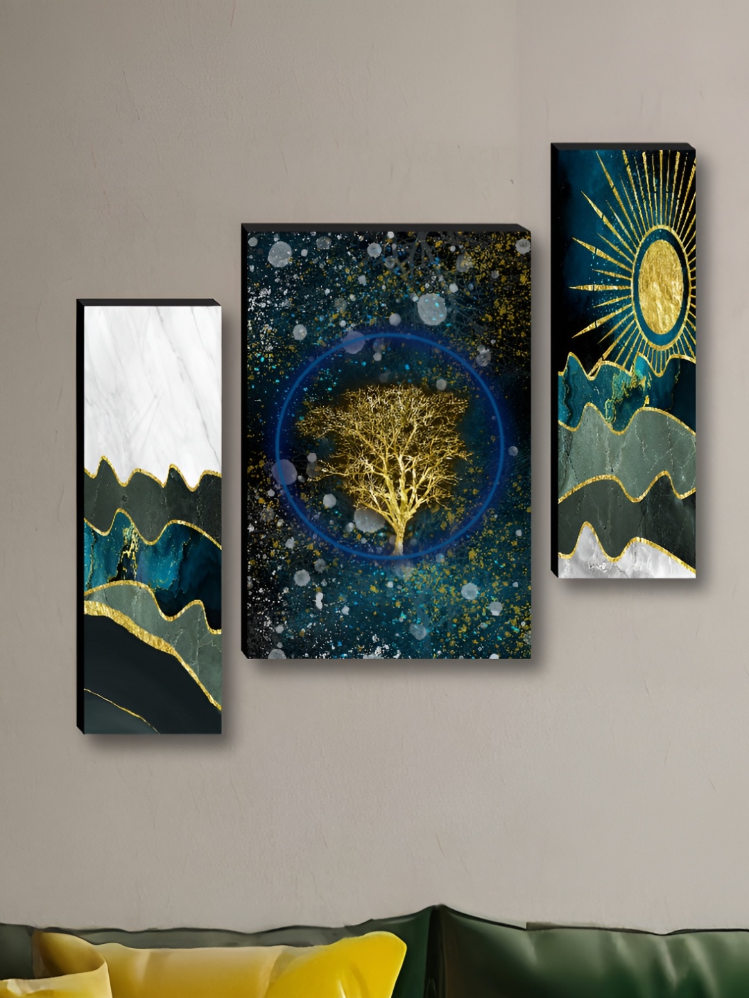 Myntra Elegant Homes Blue & Gold-Toned 3 Pieces Floral and Botanical Wall Paintings
Myntra Elegant Homes Blue & Gold-Toned 3 Pieces Floral and Botanical Wall Paintings