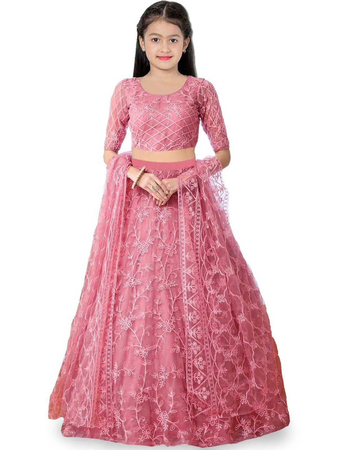 BAESD Girls Embroidered Thread Work Semi-Stitched Lehenga & Unstitched Blouse With Dupatta, Pink
BAESD Girls Embroidered Thread Work Semi-Stitched Lehenga & Unstitched Blouse With Dupatta, Pink